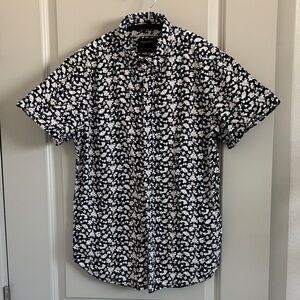 Denim & Flower floral print short sleeve button down shirt